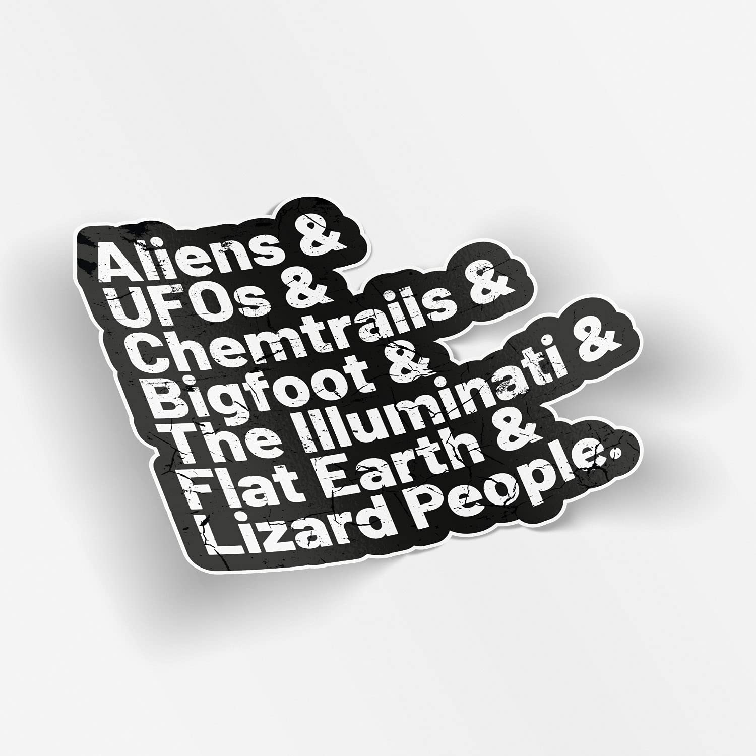 List of Conspiracy Theories Vinyl Sticker Art Decal