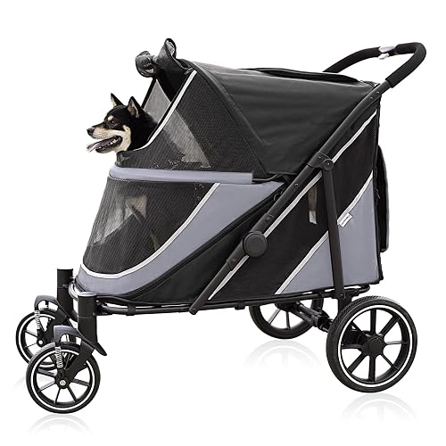 Halitaa Extra Large Pet Stroller for 2 Dogs Up to 130 lbs