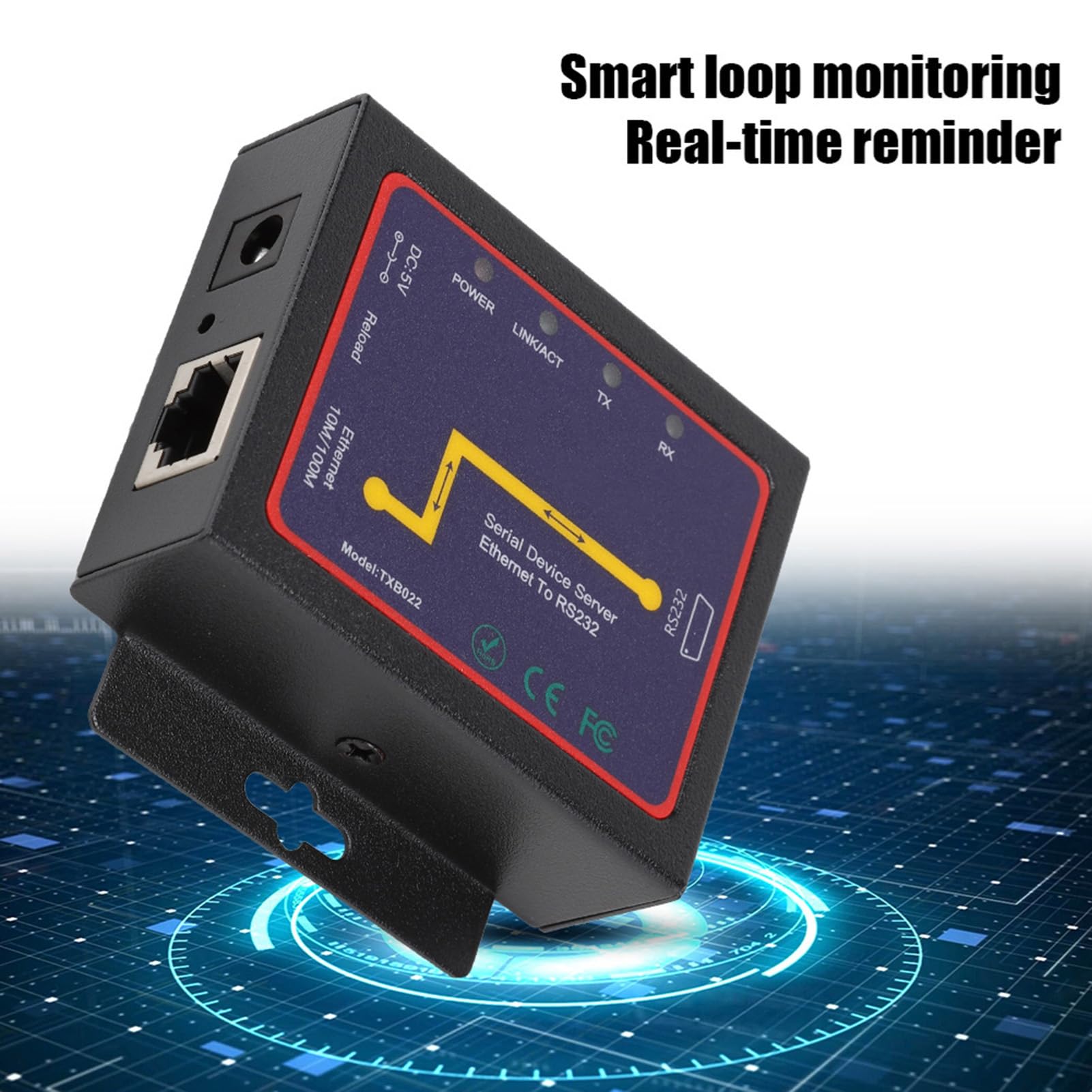 Lazmin 1 Port Ethernet RJ45 zu RS232 Konverter, RJ45 zu RS232 Single Serial Server Plug-In RS-232/485/422 zu IP Konverter(EU-Stecker)