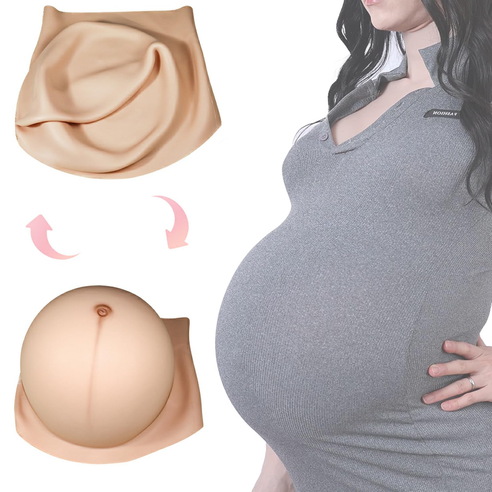Crossdresser Fake Pregnant Belly Inflatable, Silicone Fake Pregnancy Belly Twins for Halloween Christmas Party