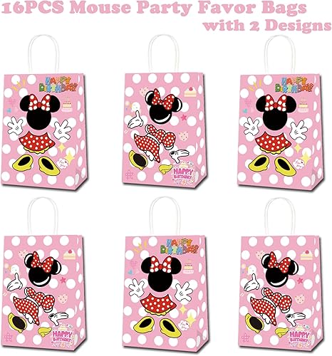 Miniatura 2 de 16 bolsas de fiesta para suministros de fiesta de cumpleaños con temática de ratón, bolsas de regalo de fiesta para fanáticos del ratón, bolsas de