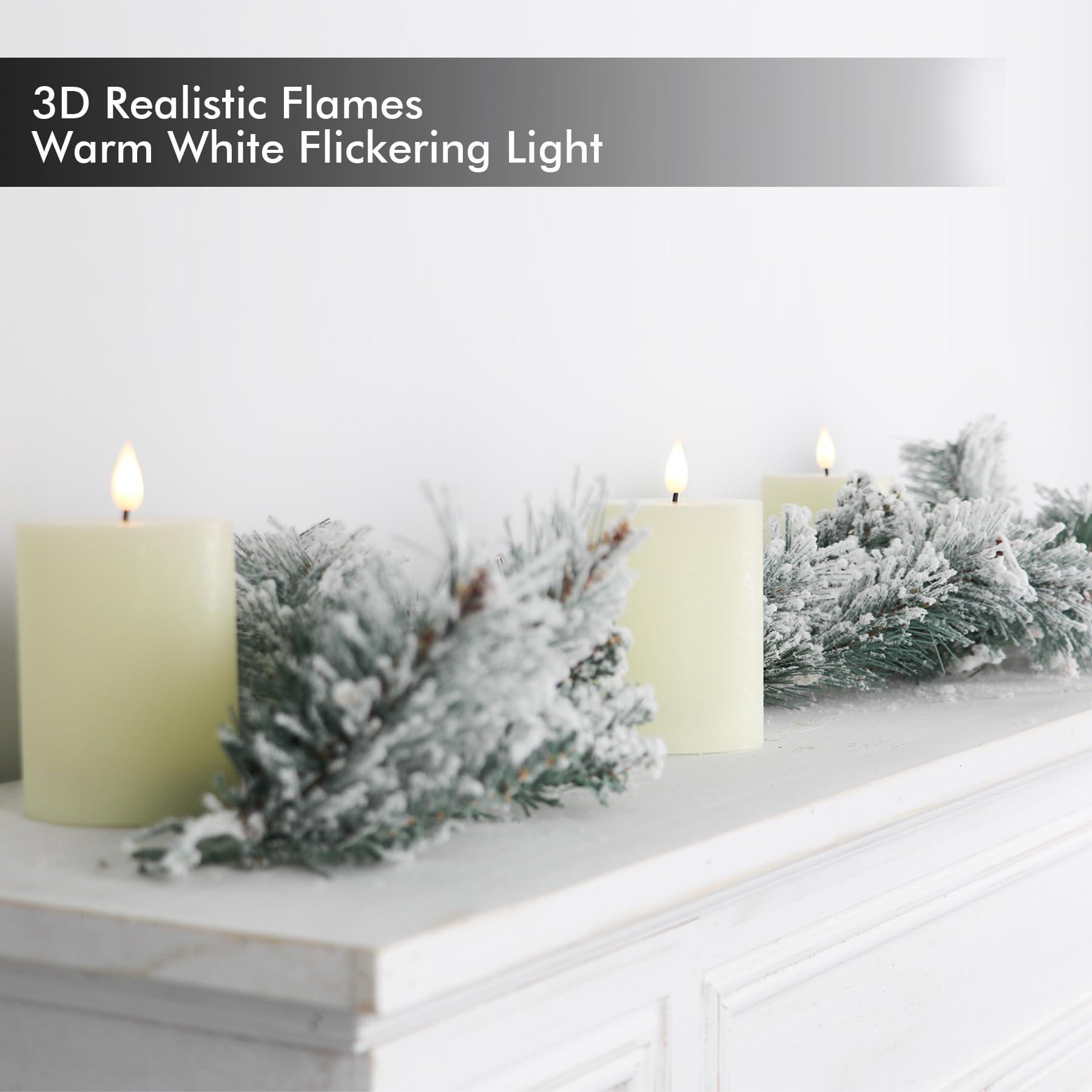 Lot De 2 Bougies Piliers à LED Blanches Rayées - Télécommande Et Piles Incluses - Hauteur 20,5 Cm