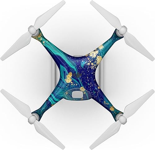 Miniatura 9 de DesignSkinz - Compatible con Drone DJI Phantom 4 - Vinilo protector resistente a los arañazos - Oro y negro Squiggly