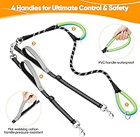 Vista 2 de XiaZ Double Dog Leash for Two Dogs, No Tangle with 360° Swivel & 4 Comfortable Handles, Heavy Duty Dual Dog Leash with Highly Reflective Rope