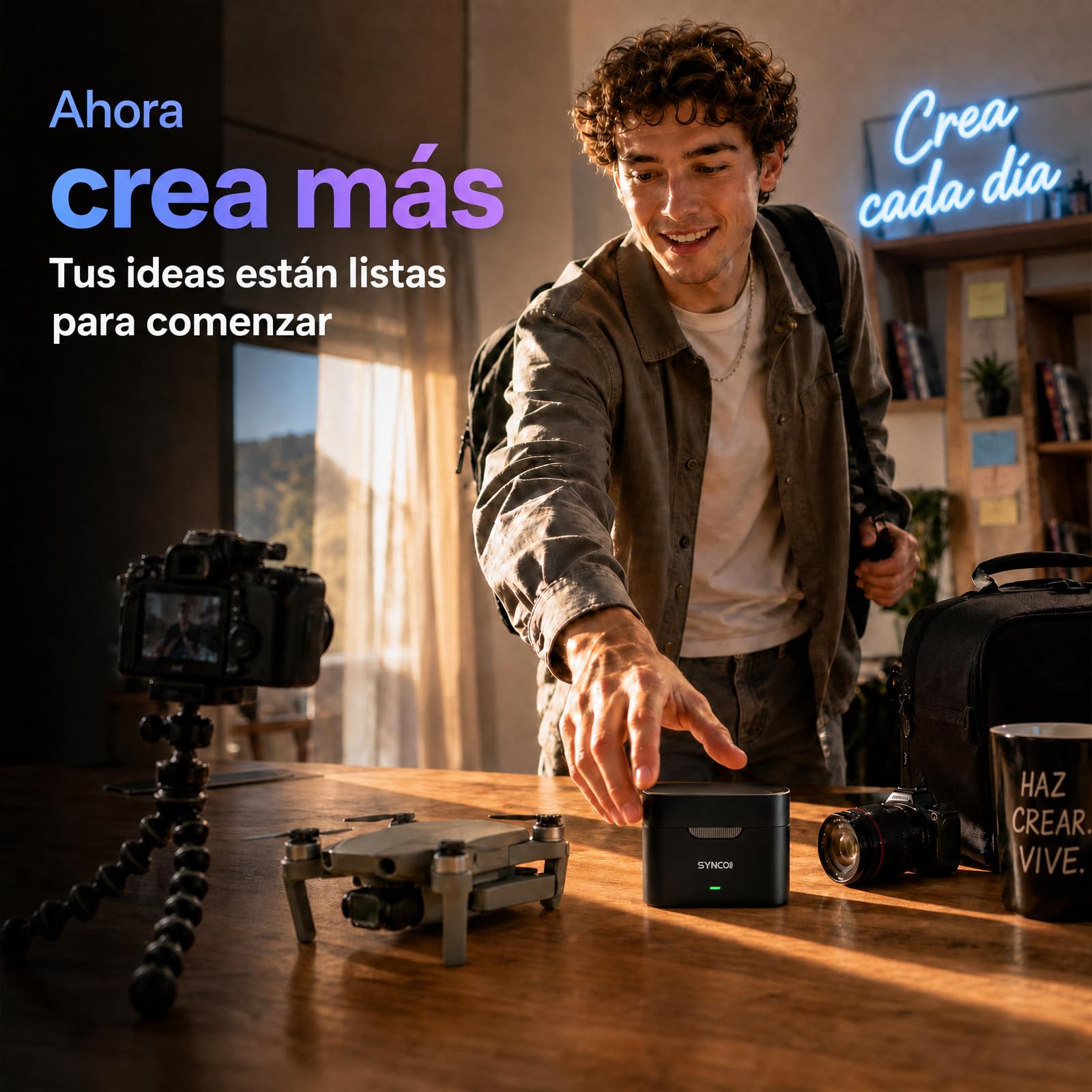 SYNCO SMICT Micrófono de Solapa Inalámbrico IA para Android | App AI Bluetooth, Traducción en Tiempo Real, Reducción de Ruido, 2 Micrófonos USB-C para Vlog y Streaming