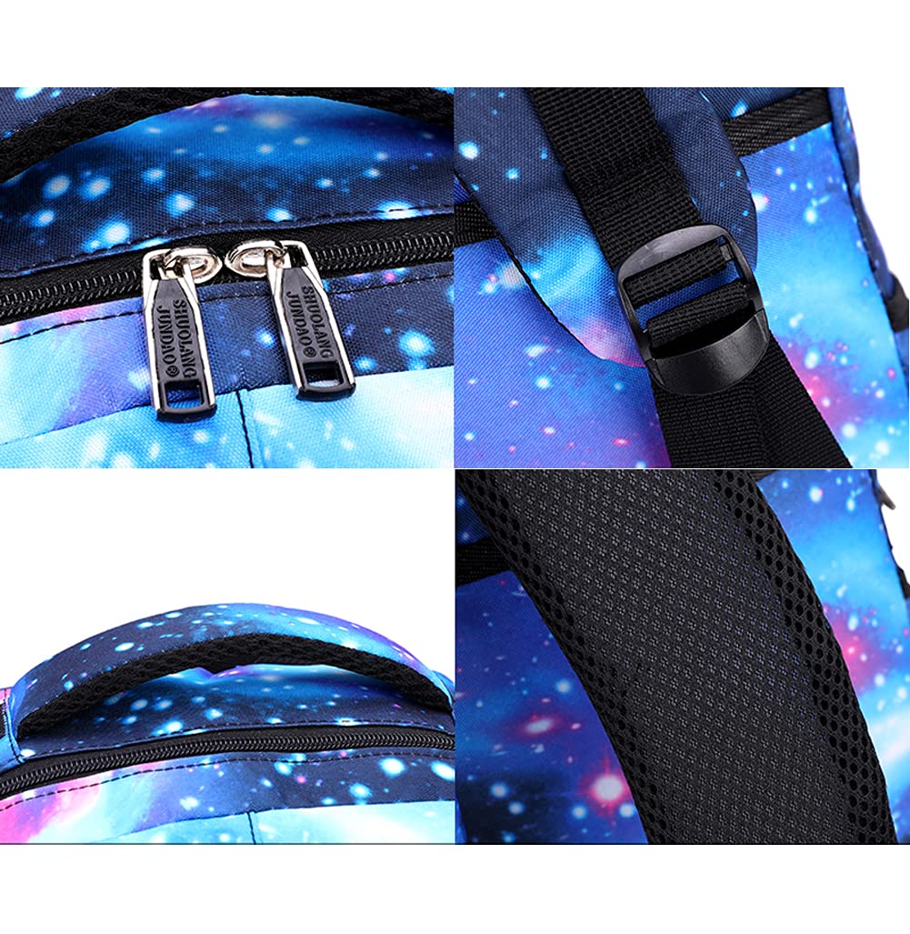 Zaino Trolley Sacchetto Zaino Scuola con 6 Ruote Sacchetto di Scuola di Rotolamento per Ragazzi e Ragazze Borsa Portatile Viaggio Bagagli (Cielo stellato Blu)