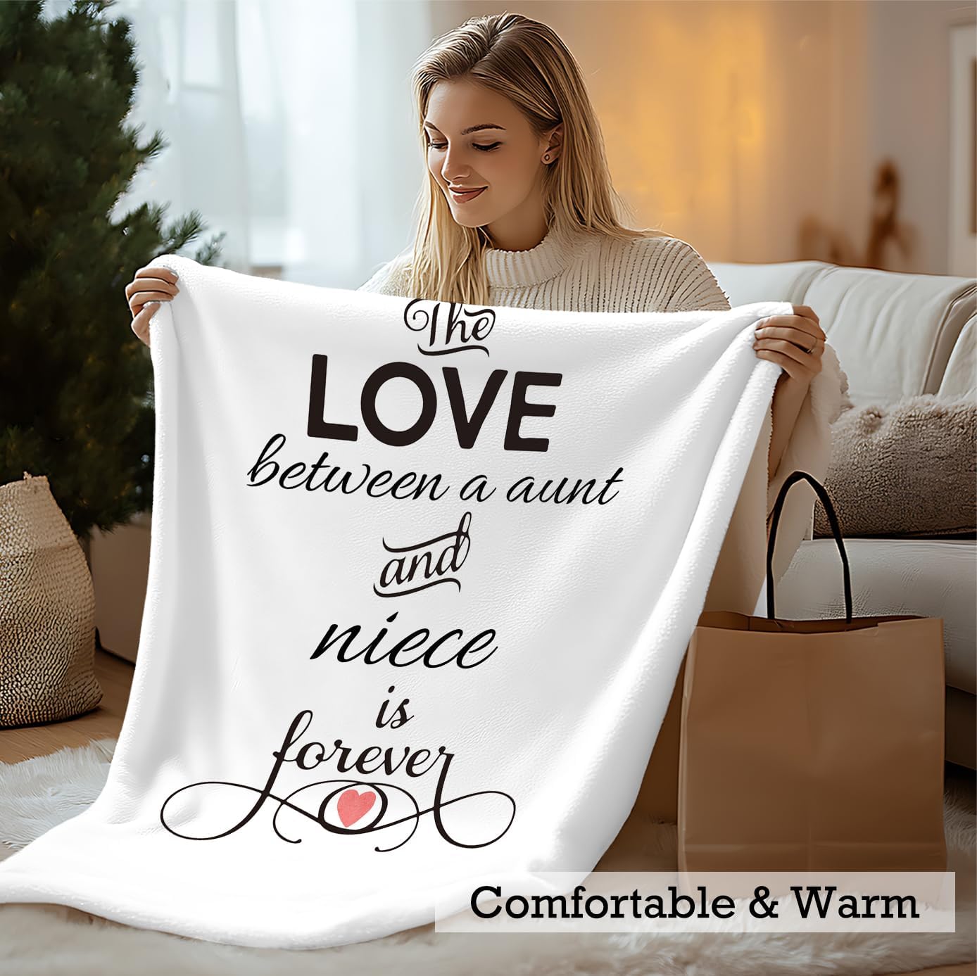 Aunt Blanket, Auntie Blanket Throw, Mothers Day Birthday Gifts for Aunts from Niece, Gifts for Nieces from Aunts Blankets Decor, Aunt Niece is Forever Blankets Bed Throw 50x60 Inches - Image 2