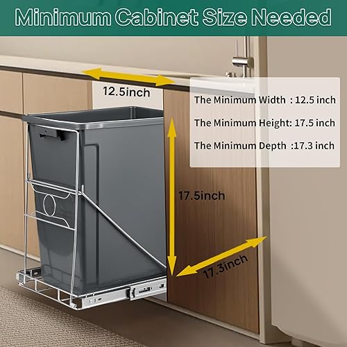 Miniatura 5 de Cubo de basura extraíble, estante de basura ajustable de acero inoxidable para cocina, kit de extracción de basurero para gabinete, apto para