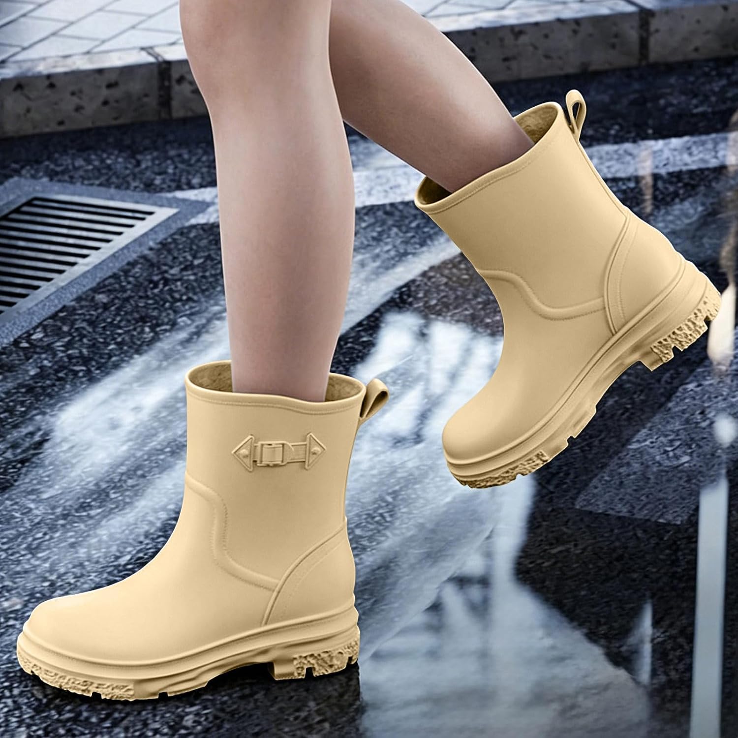 Womens Waterproof Rain Boots Breathable Low Cut Non Slip Comfortable PVC Rain Shoes