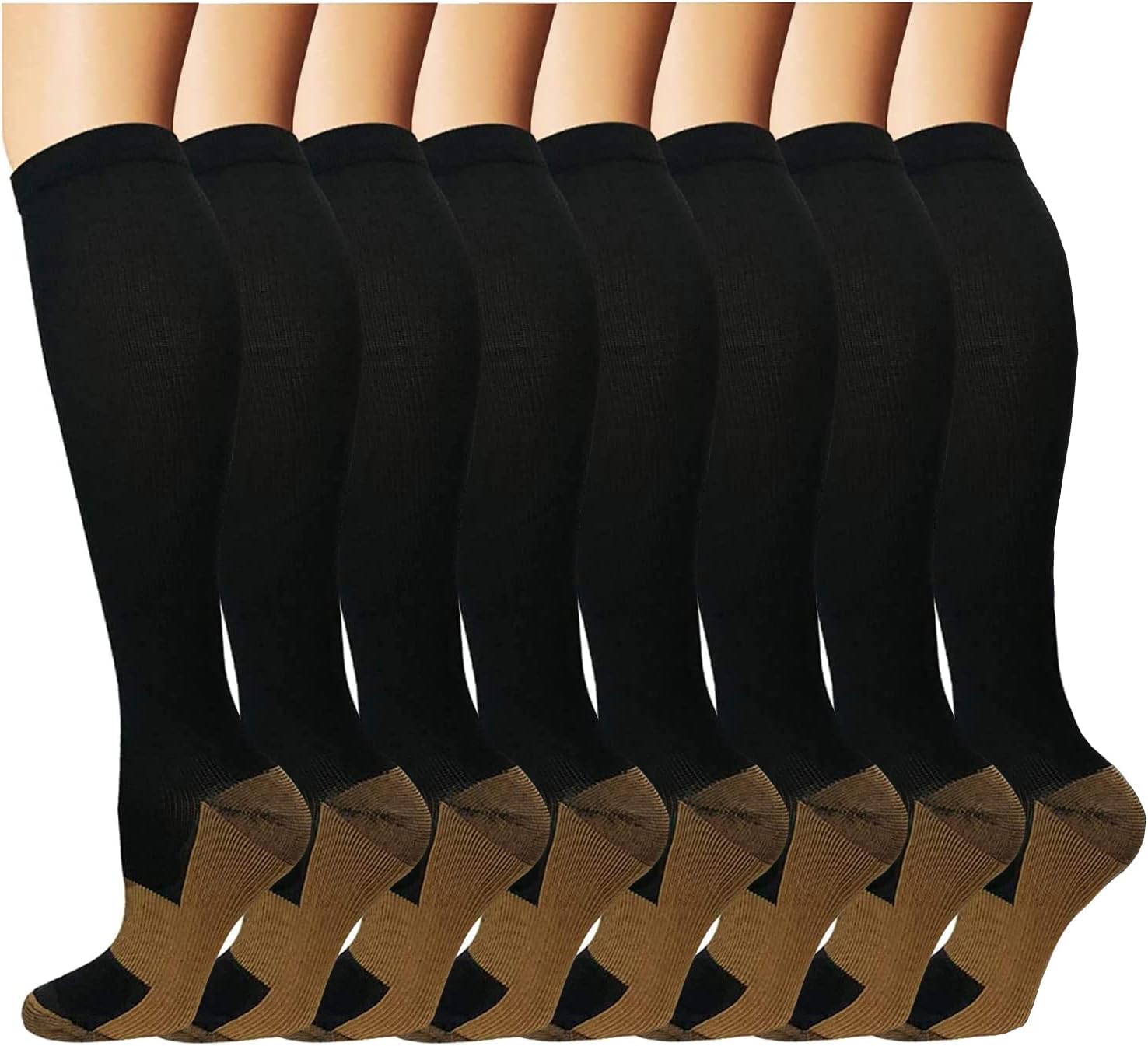 Compression Socks for Women&Men 15-20 mmHg (8 Pairs)-Best for Travel,Medical,Nursing