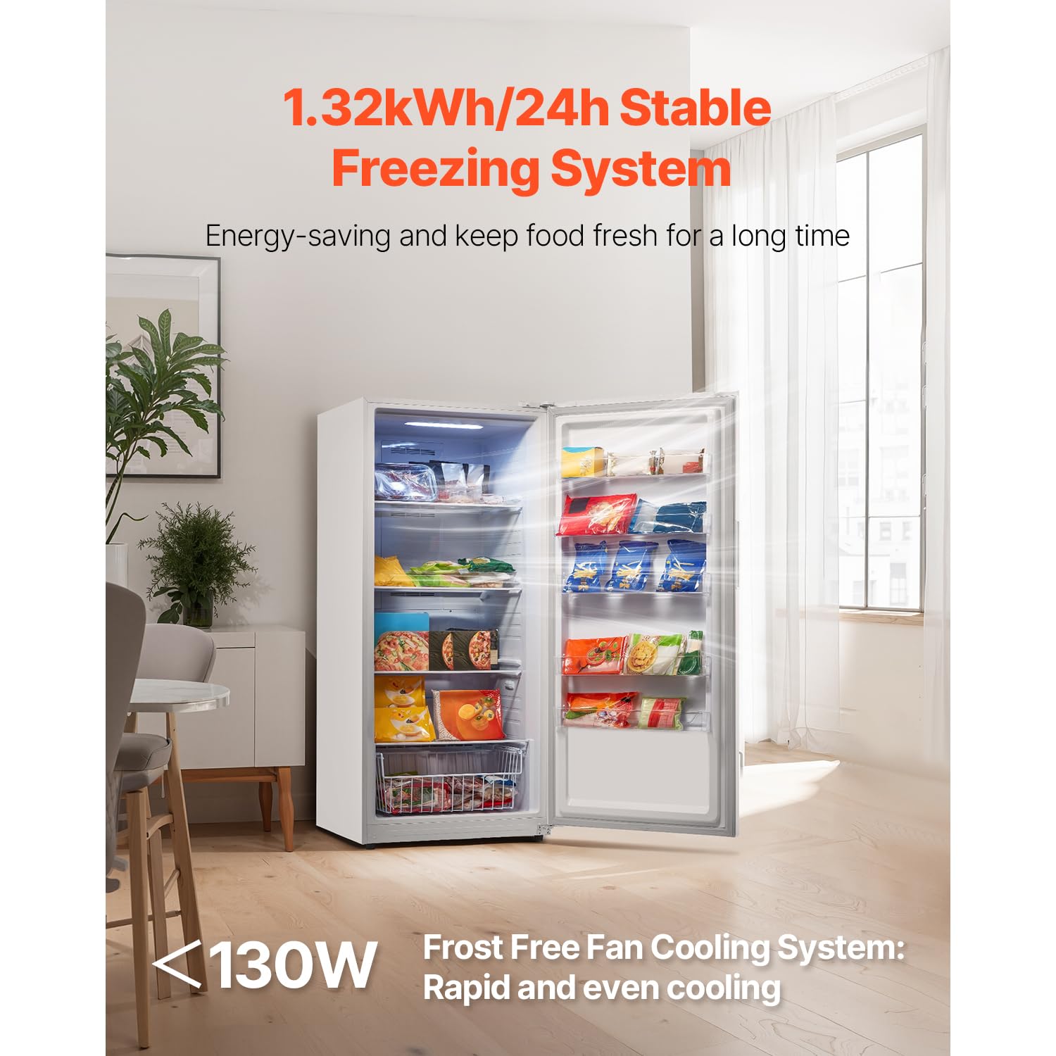 Happybuy Convertible Freezer/Refrigerator: A 20.2 Cu.Ft Powerhouse. This frost - free upright appliance comes with a temperature control panel, door open too long alarm, adjustable shelves.