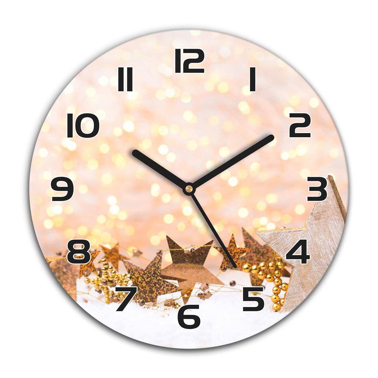 Horloge murale Noël silencieuse en verre moderne de 30 cm pour décoration salon
