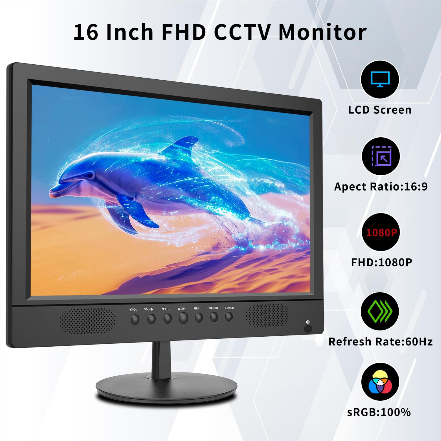 Amazon.com: Jexiop 16inch Security Monitor,Wall-Mounted Monitors