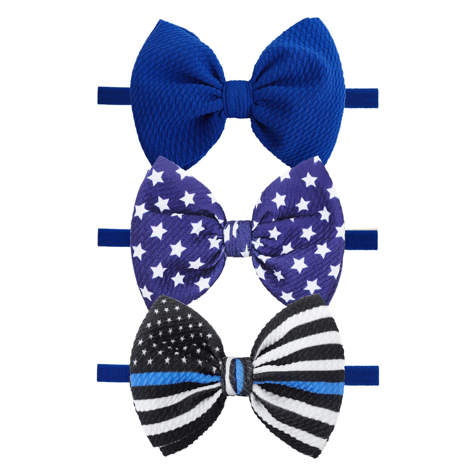 YanJie Baby Bows Nylon Blue Headbands for Infant Girls Police Support Hair Bow for Newborn Toddler National Police Week Hair Accessories Blue Line
