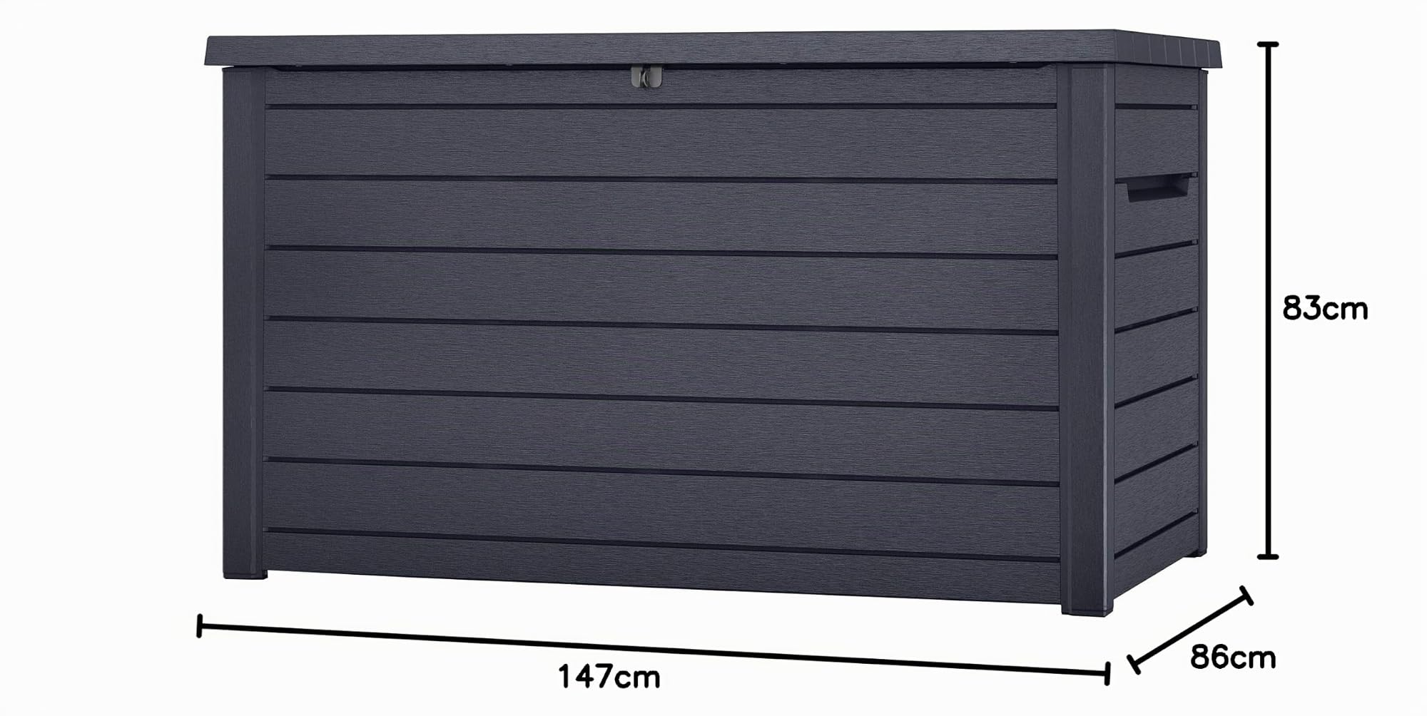 XXL Gartenbox mit gewaltigen 870 Liter Fassungsvermögen - trockener und belüfteter Stauraum für viele Gartenutensilien (Anthrazit)
