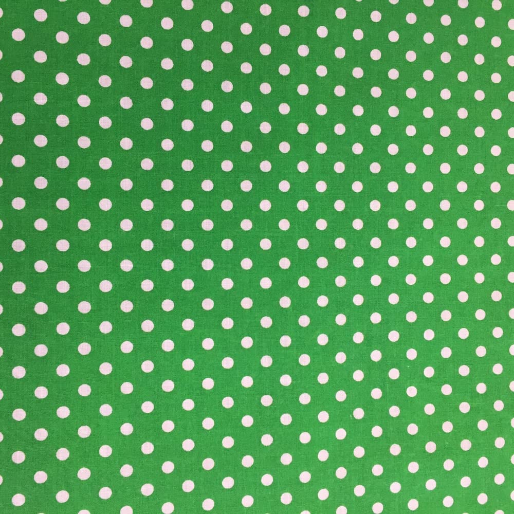 Polycotton 4mm Spot Fabric 44" Wide 112cm (Per Metre) (Green)
