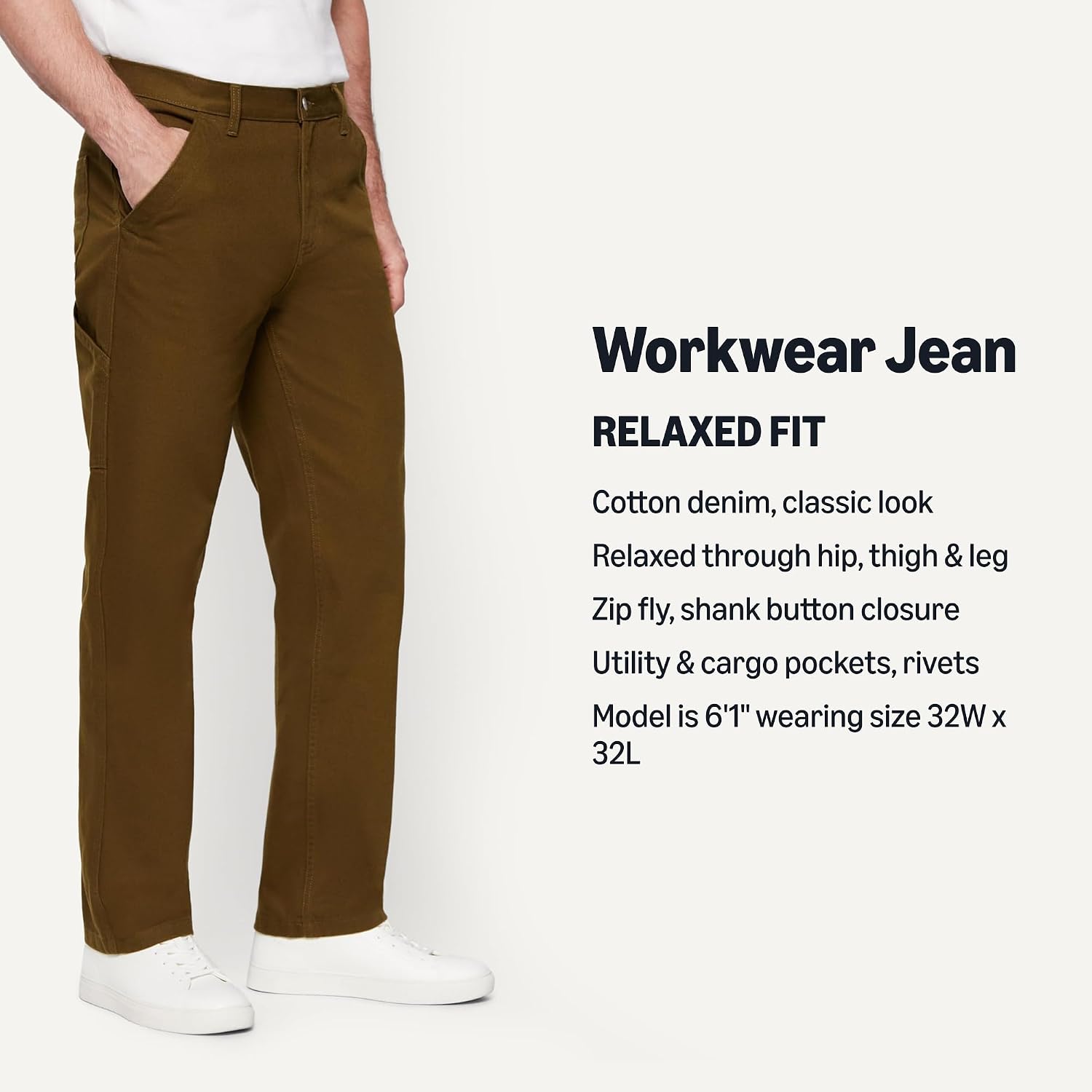 Amazon Essentials Men's Rigid Relaxed-Fit Workwear Carpenter Jeans