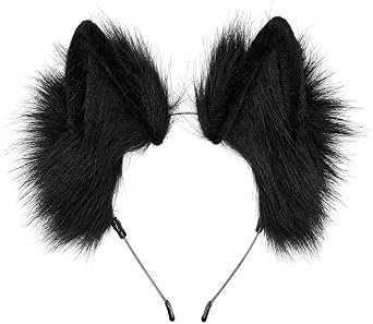Cat Wolf Fox Dog Ears Headband Handmade Long Faux fur Cosplay Halloween Costume Party