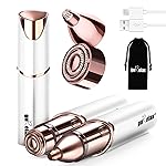 Eyebrow Facial Trimmer: 2 in1 Rechargeable Facial Hair Removal and Eyebrow Shaver - Face Lips Body Painless Facial Razor with Replacement Heads
