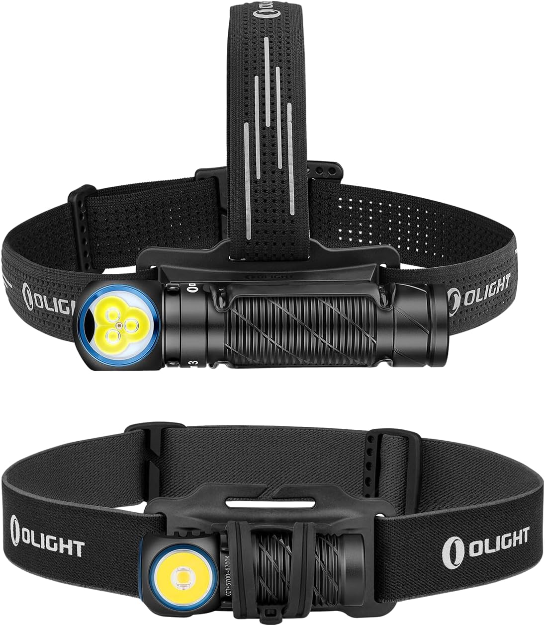 OLIGHT Perun 2 Mini Headlamp 1100 Lumens LED Head Flashlight Bundle with Perun 3 Rechargeable Headlamp Flashlight
