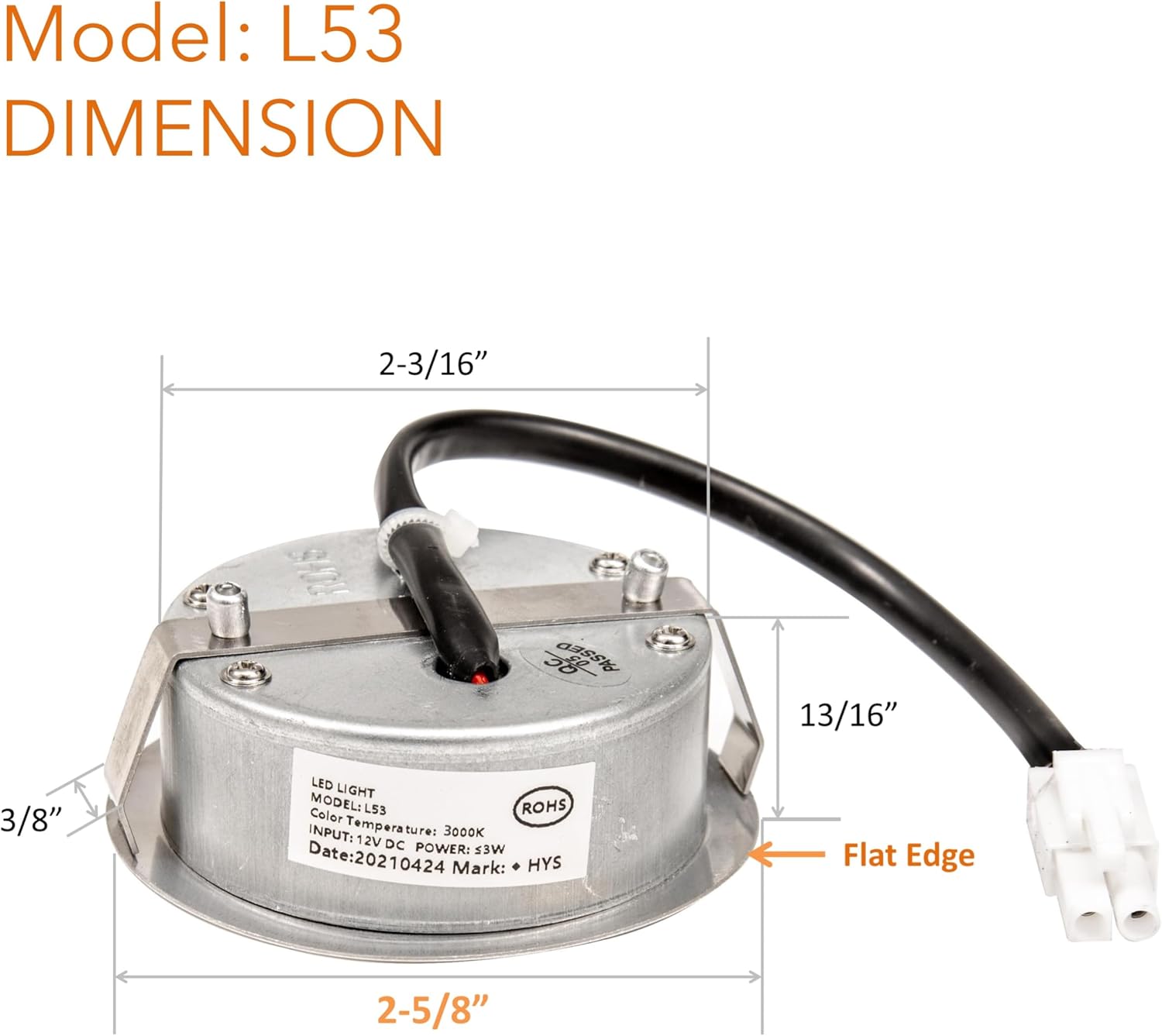 Awoco L53 HYS LED Light Bulbs Replacement for Range Hoods - 12V DC, 3W, Cooker Hood led Light Bulbs with 3000K Warm Yellow (Pack of 2)