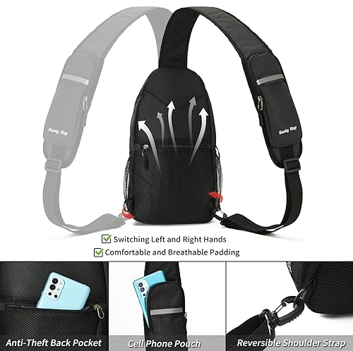 Miniatura 4 de Seoky Rop Mochila tipo bandolera para hombres y mujeres, resistente al agua, bolsa cruzada para senderismo y viajes, Gris oscuro, Mochilas Sling