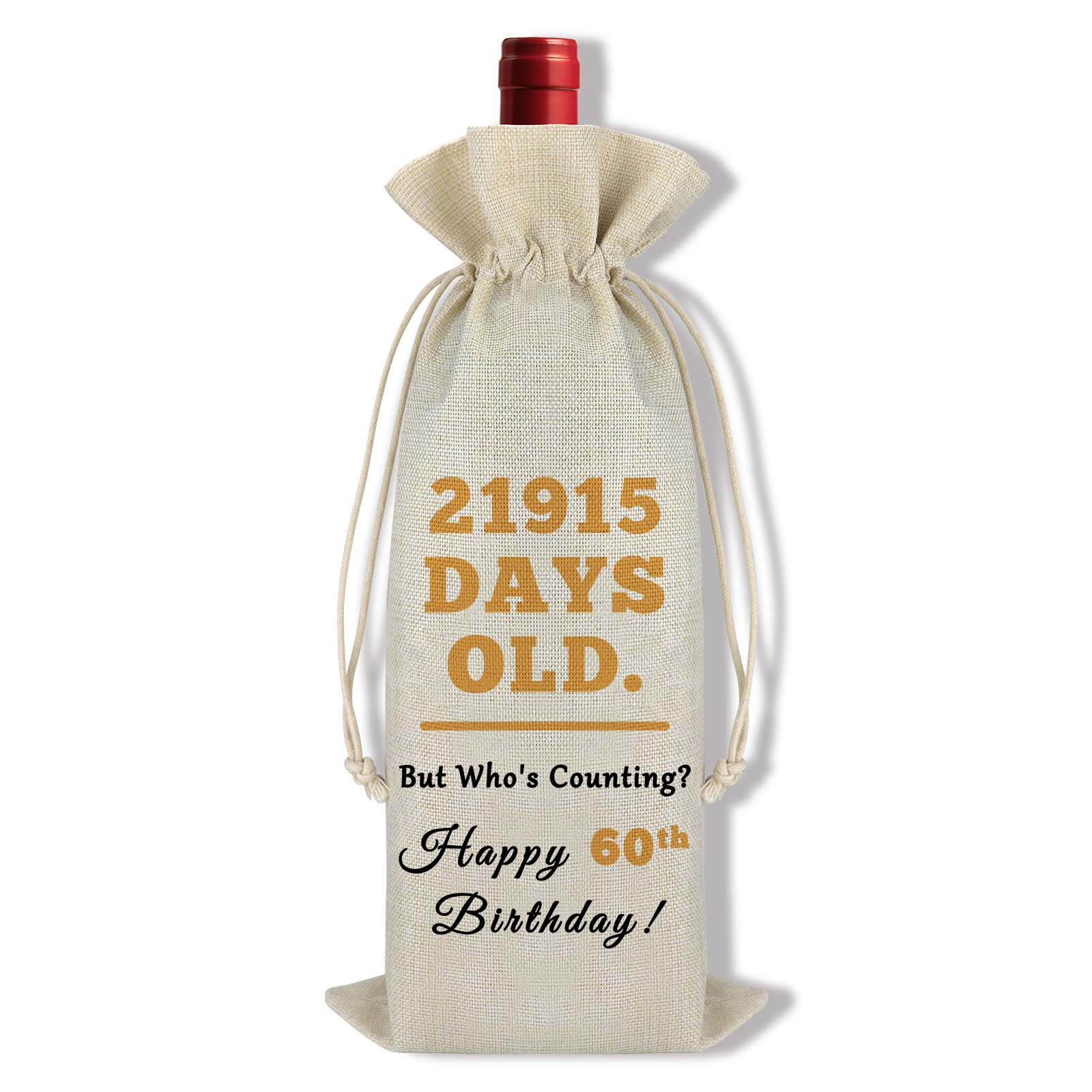 Ximalun 60th Birthday Wine Bag Gifts for Women Men Happy 60th Birthday Party Decorations Wine Bottle Bag 60 Years Old Birthday Gifts for Friends Mum Dad Grandma Sister Husband Wife Colleague