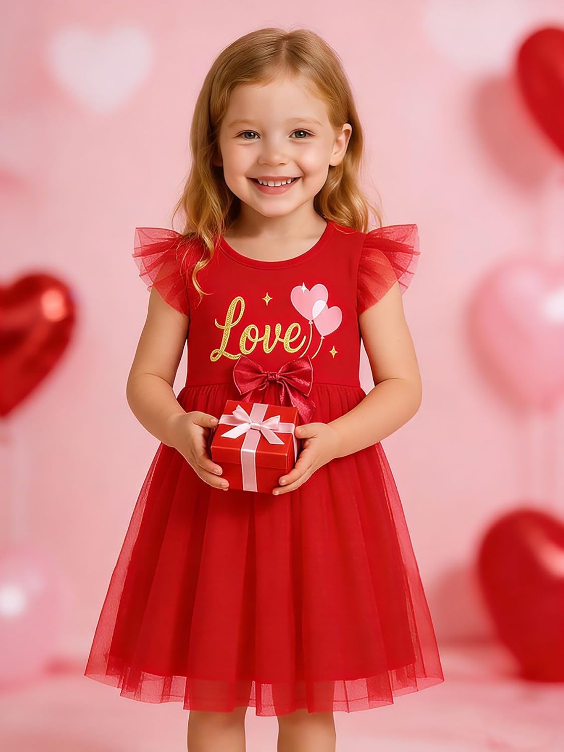 HILEELANG Toddler Girl Dress Tulle Party Outfit with Bow Sweet Holiday Spring Summer Clothes for Kids 2–7 Years - Image 2