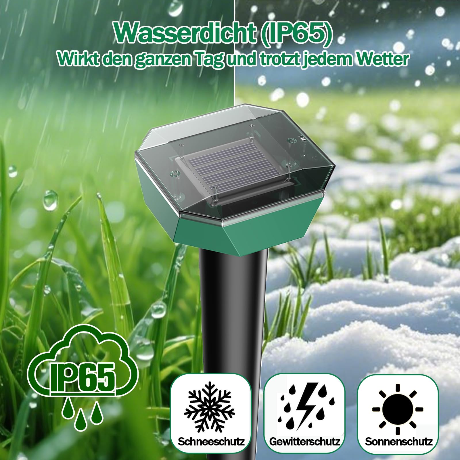 Maulwurf Vertreiber Solar 6 Pack IP65 Testsieger gegen Maulwürfe und Nagetiere