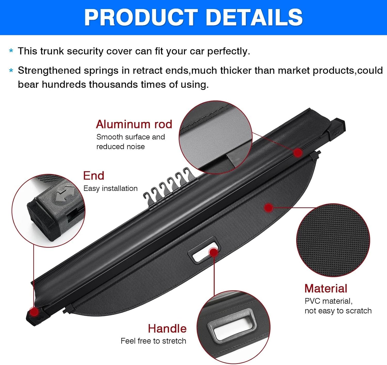 Powerty Cargo Cover for 2018-2023 2024 Chevy Chevrolet Equinox/GMC Terrain Accessories Retractable Trunk Cover All Weather Shielding Shade Cargo Luggage Cover Carbon Fiber