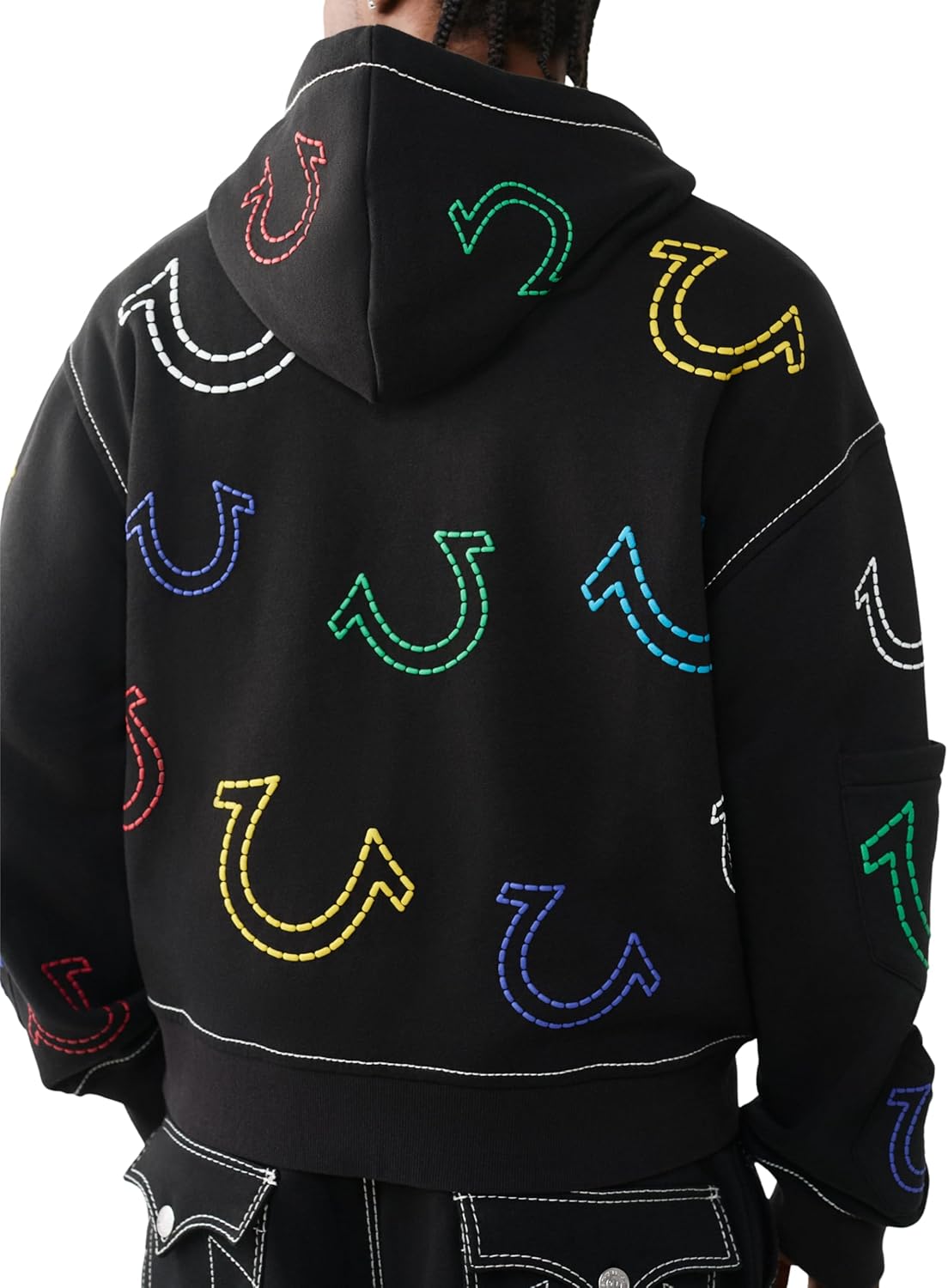 True Religion Men’s Super T Boxy Zip Hoodie – Split Kangaroo Pockets