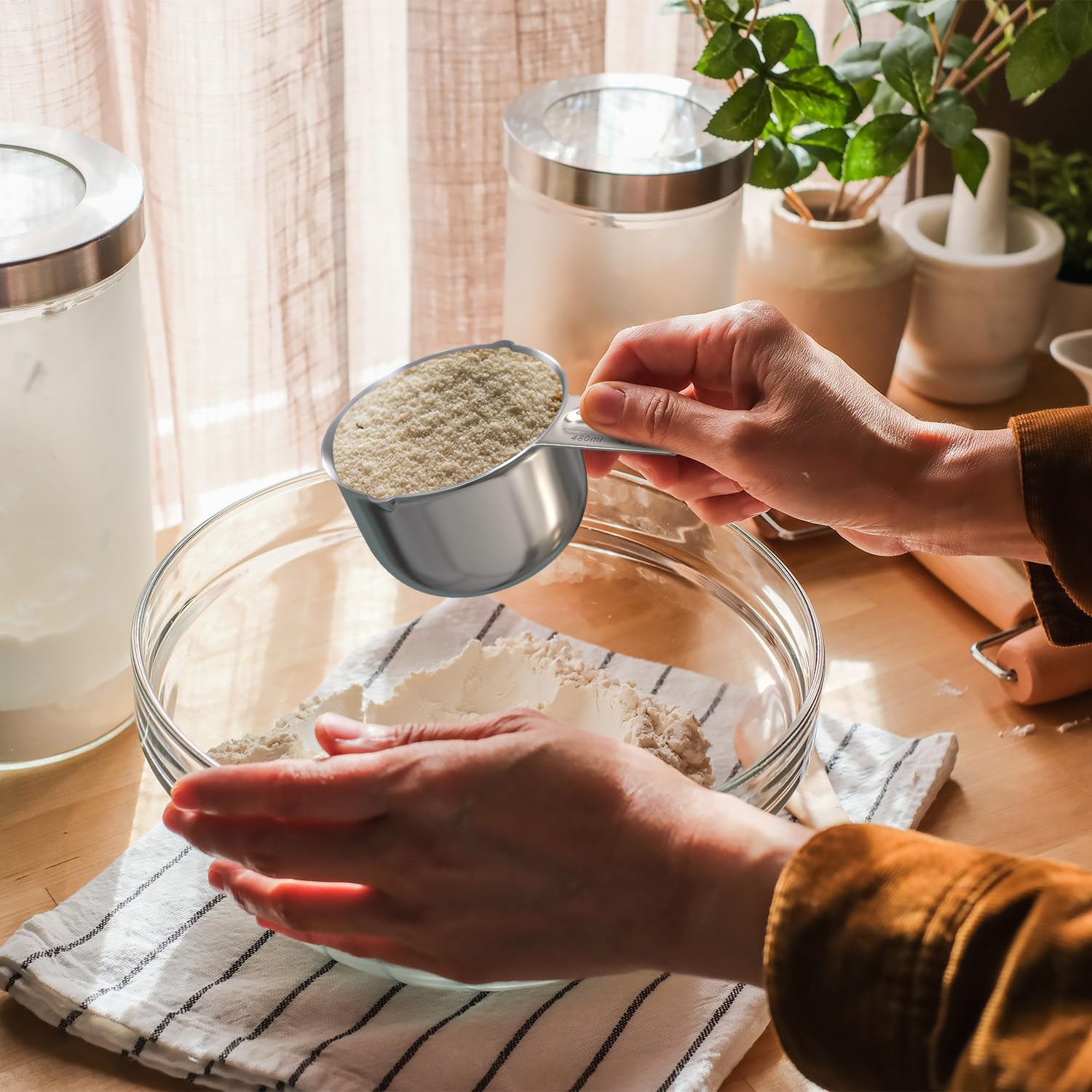 Color Up Measuring Cup Set, 8 Piece – Includes 2 Cup, Copper Finish, Stainless Steel, Accurate for Wet & Dry Ingredients, Embossed Markings, Easy-Pour Spouts, Dishwasher-Safe, Kitchen Essential