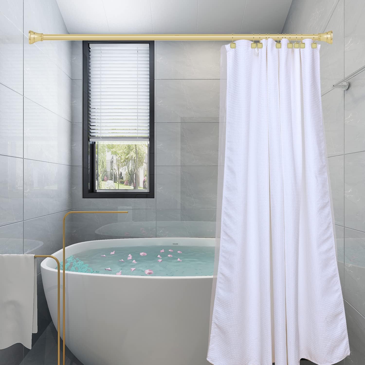 Utopia Alley HK20XX Shower Hooks - Double Shower Curtain Rings for Bathroom - Rust Resistant Shower Curtain Hooks for Shower Curtain or Liner - Shower Curtain Rings with Crystal Design - Set of 12