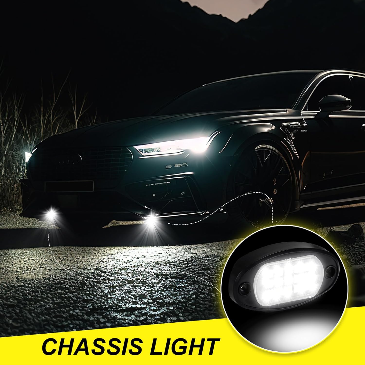 Baquler 30 Pods Rock Lights White Underglow Lights for Trucks Car SUV Waterproof Shockproof LED Ambient Rocklights Automotive Trailer Lighting for Motorcycle Boat ATV UTV(15LED Chip Style)