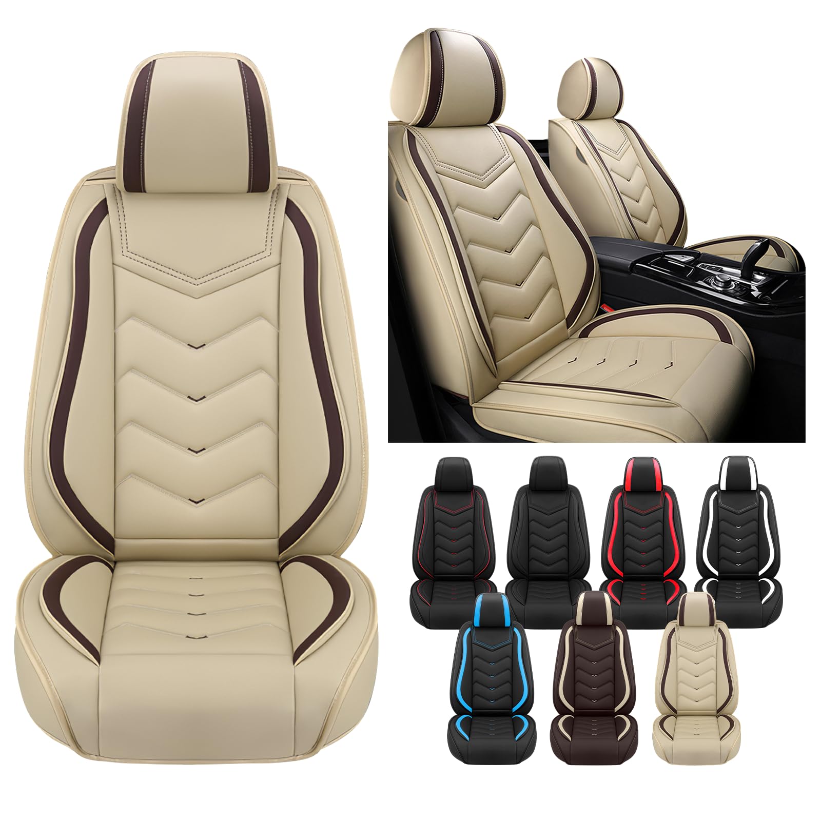 SZXJ Waterproof Nappa Faux Leather Front Seat Covers for Lexus ES 350 in Beige