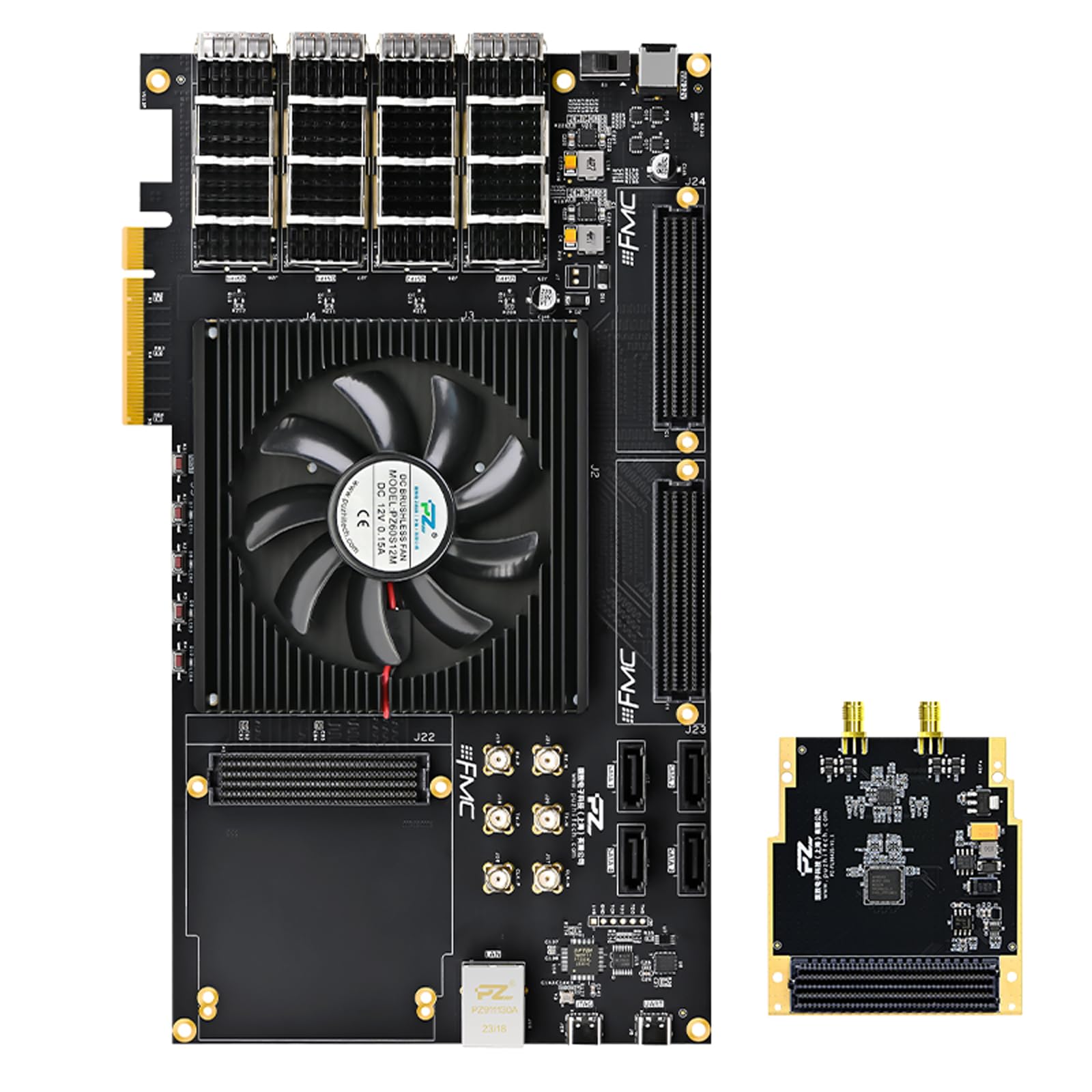AMD Xilinx VU9P VU13P FPGA Development Board DDR4 PCIe Gen3 QSFP28 FMC 100G for High-Performance Computing (PZ-VU13P-KFB, High Speed ADC Package)