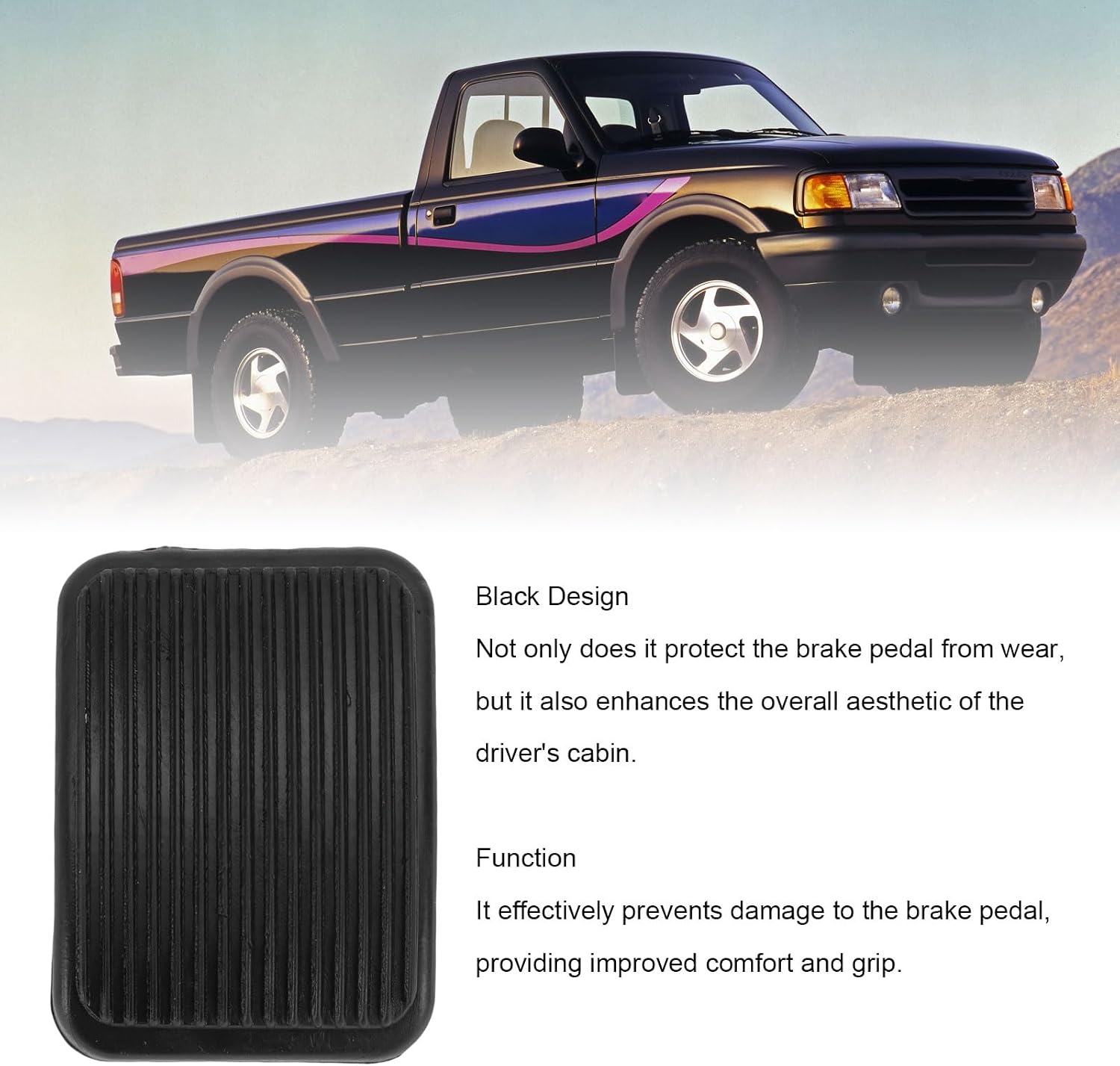 VINGVO Plastic Parking Brake Pedal Pad, Replacement Pedal Pad, Improved Comfort Traction with Direct Fit, Ideal for FSuper Duty Explorer Bronco