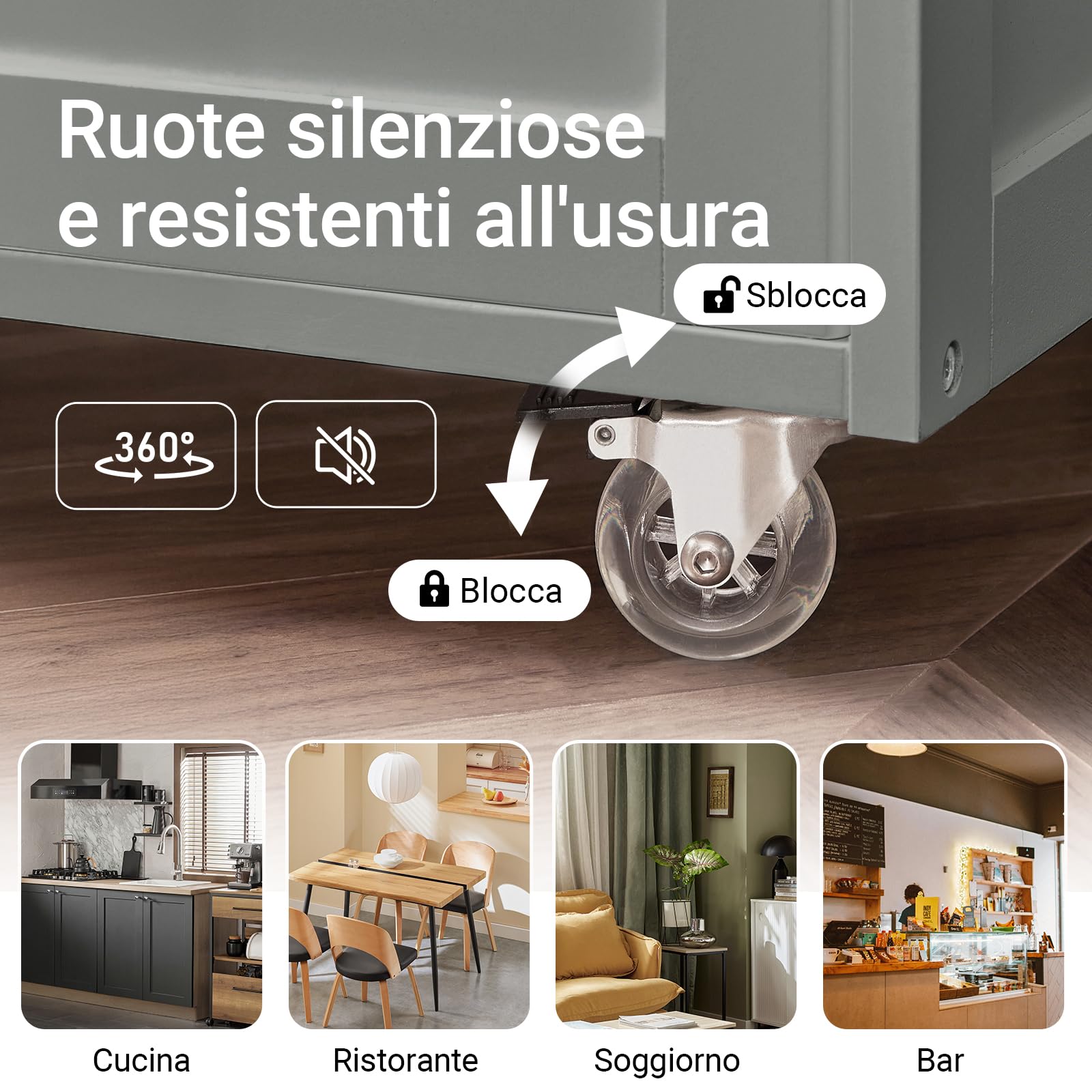 SoBuy Mobile Cucina Salvaspazio con Ruote Carrello Cucina con Cassetti e Portabottiglie, Mobiletto Credenza credenza cucina per Cucina o Sala da Pranzo, Grigio Chiaro 67x86x38cm FKW45-HG