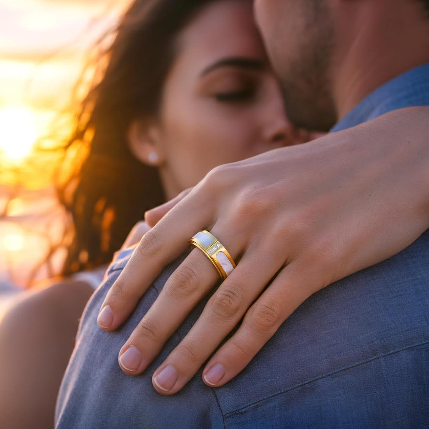 Fidget Spinner Ring for Women:18K Gold Plated Stainless Steel with Mother of Pearl Shell & Cubic Zirconia, Anxiety Relief Spinning Jewelry Gift for Birthday Wedding Engagement Anniversary - Image 8