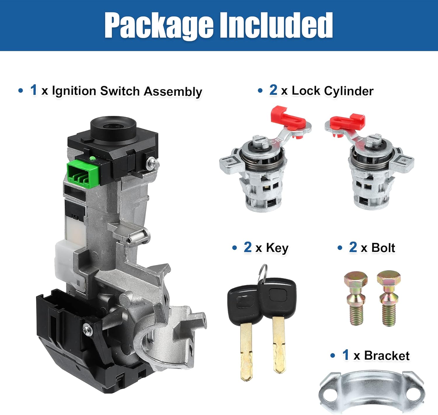 X AUTOHAUX 35100-SDA-A71 Ignition Switch Lock Cylinder Assembly with 2 Keys for Honda Accord 2003-2005 for Honda CR-V 2005-2006 Left and Right Door Lock Cylinder