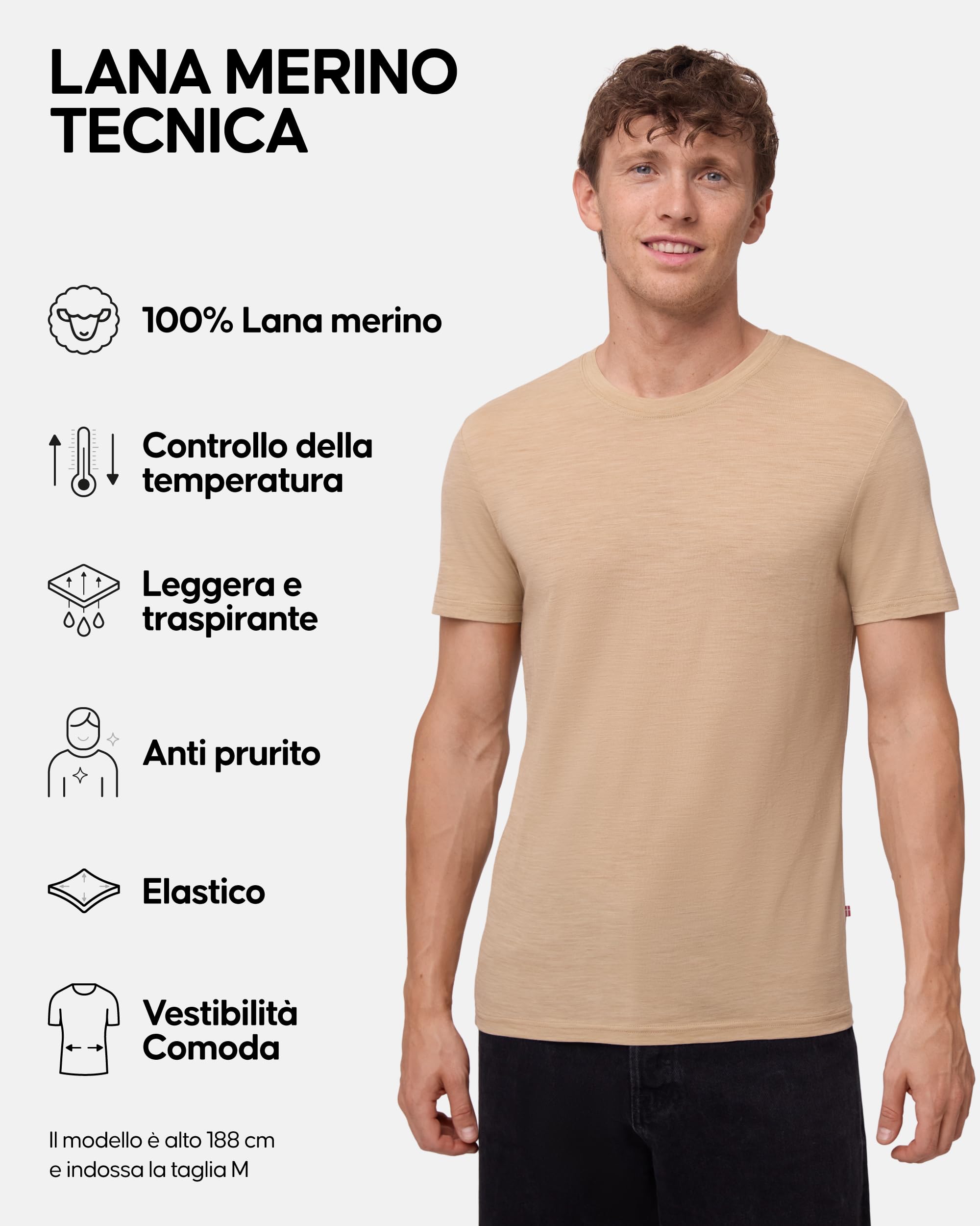 DANISH ENDURANCE Maglia Termica Uomo in 100% Lana Merino, Maglietta T-Shirt Maniche Corte, Traspirante e Anti-umidità, 1 o 2 Paia