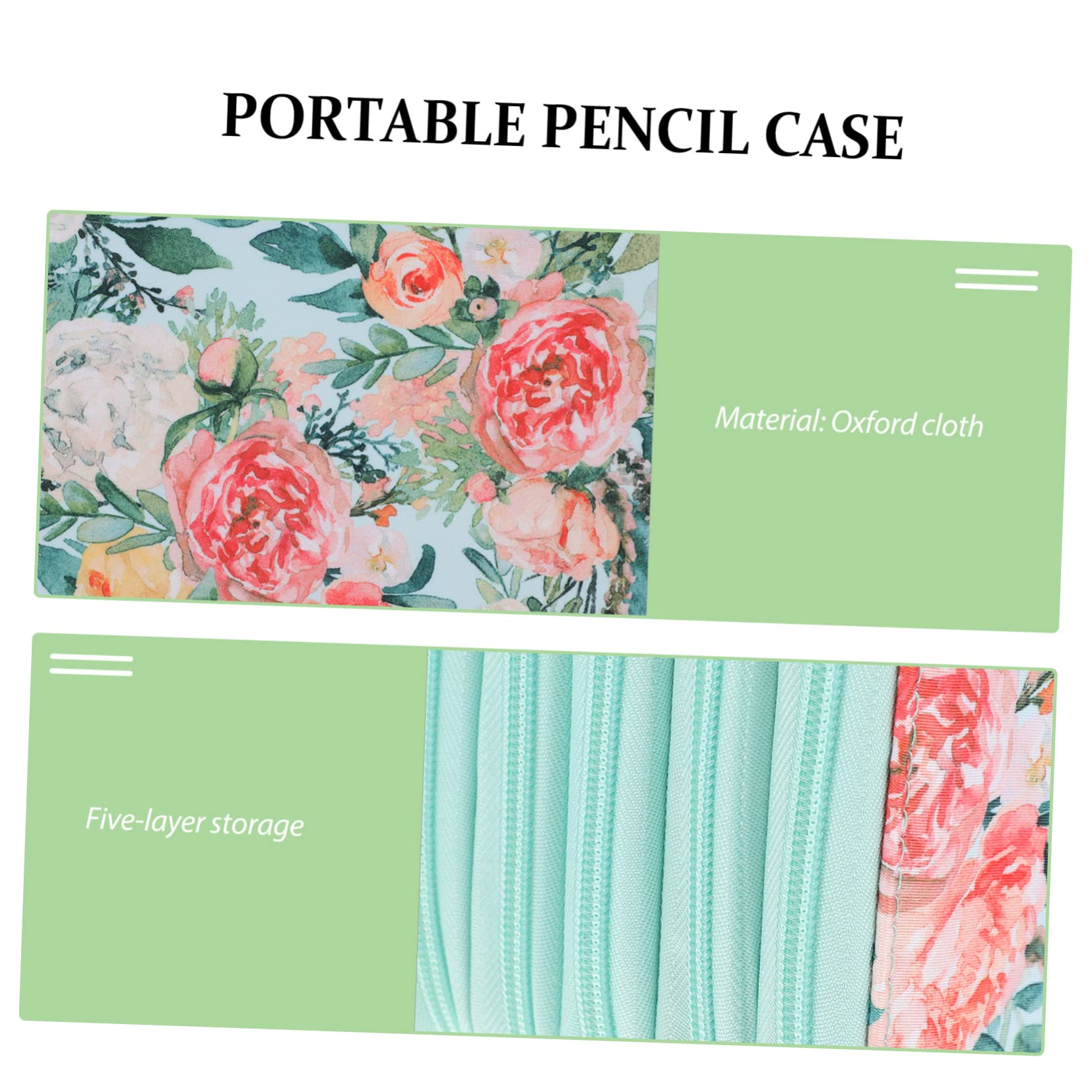 NUOBESTY Astuccio Portapenne Multistrato 360 Fori Grande Verde | Tessuto Oxford, Chiusura a Zip, Anelli Elastici, Ufficio e Scuola, Formato Portatile