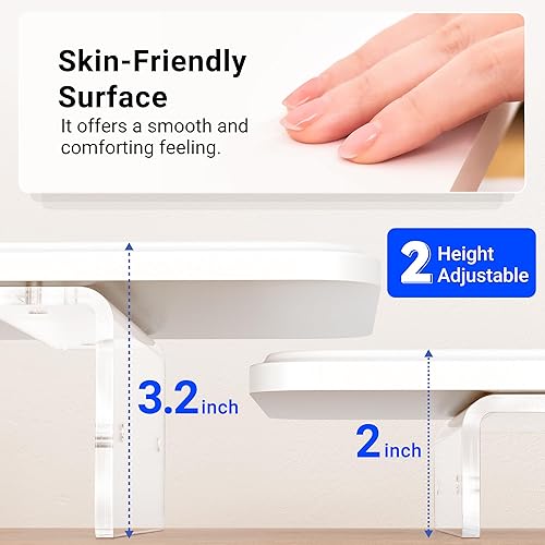 Miniatura 4 de Soporte elevador para monitor, 31.5 pulgadas de madera ligera LED con patas acrílicas ajustables, accesorios de escritorio, soporte organizador de