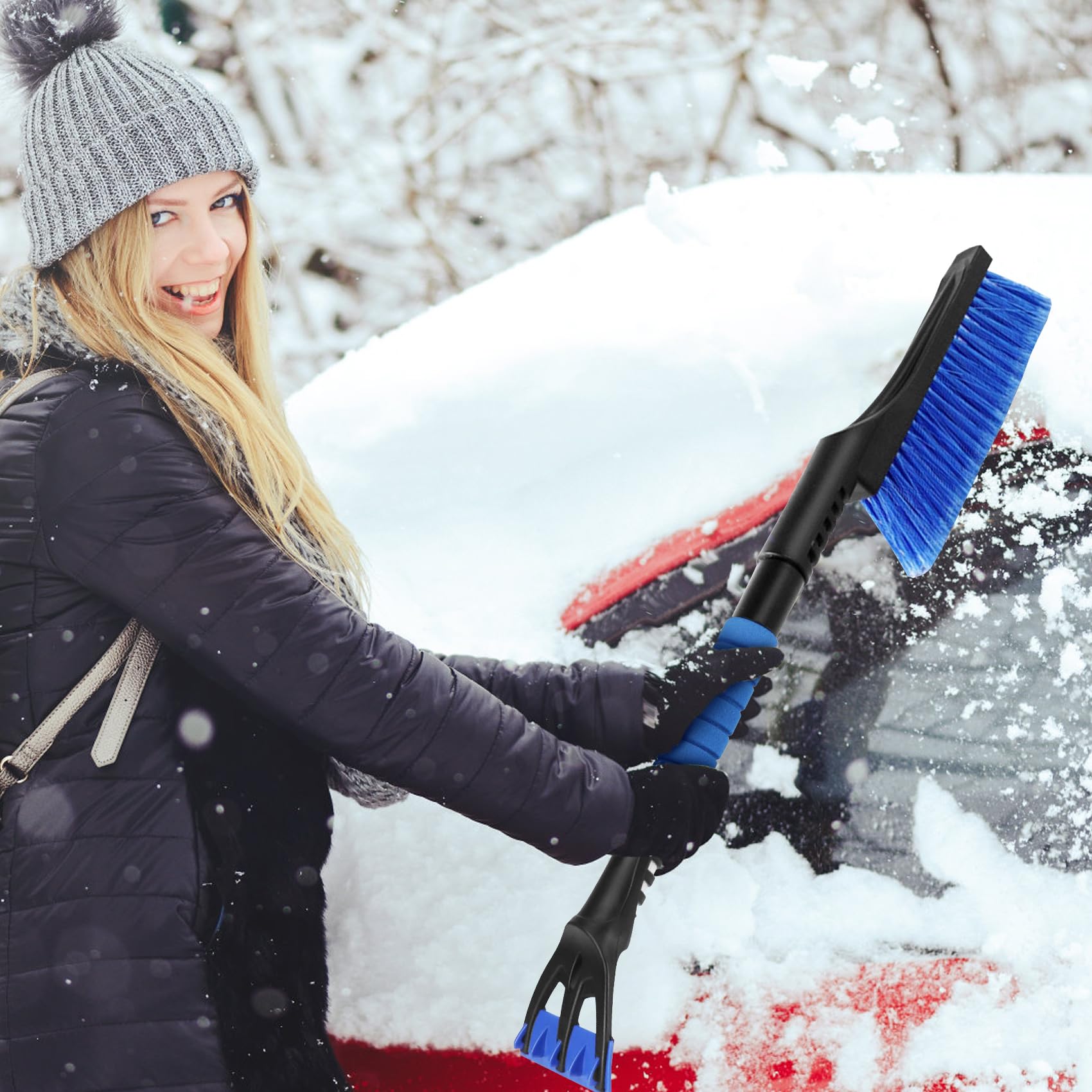 Grattoir à Glace Brosse à Neige 2en1 - 60 Cm Amovible Pour Voiture, SUV, Camion - Poignée Confort Anti-Froid