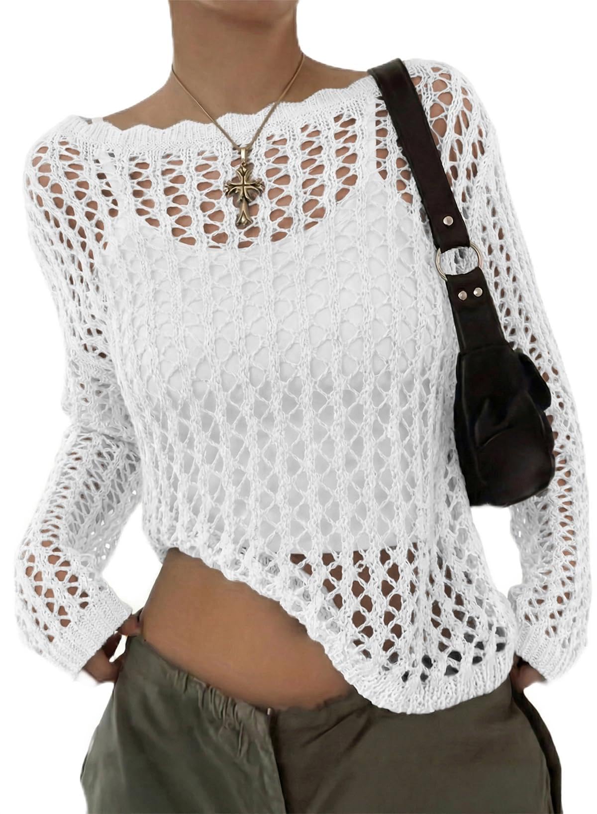 EVALESS Off The Shoulder Loose Knit Summer Sweater for Women Beach Vacation Clothes for Women Trendy 2026