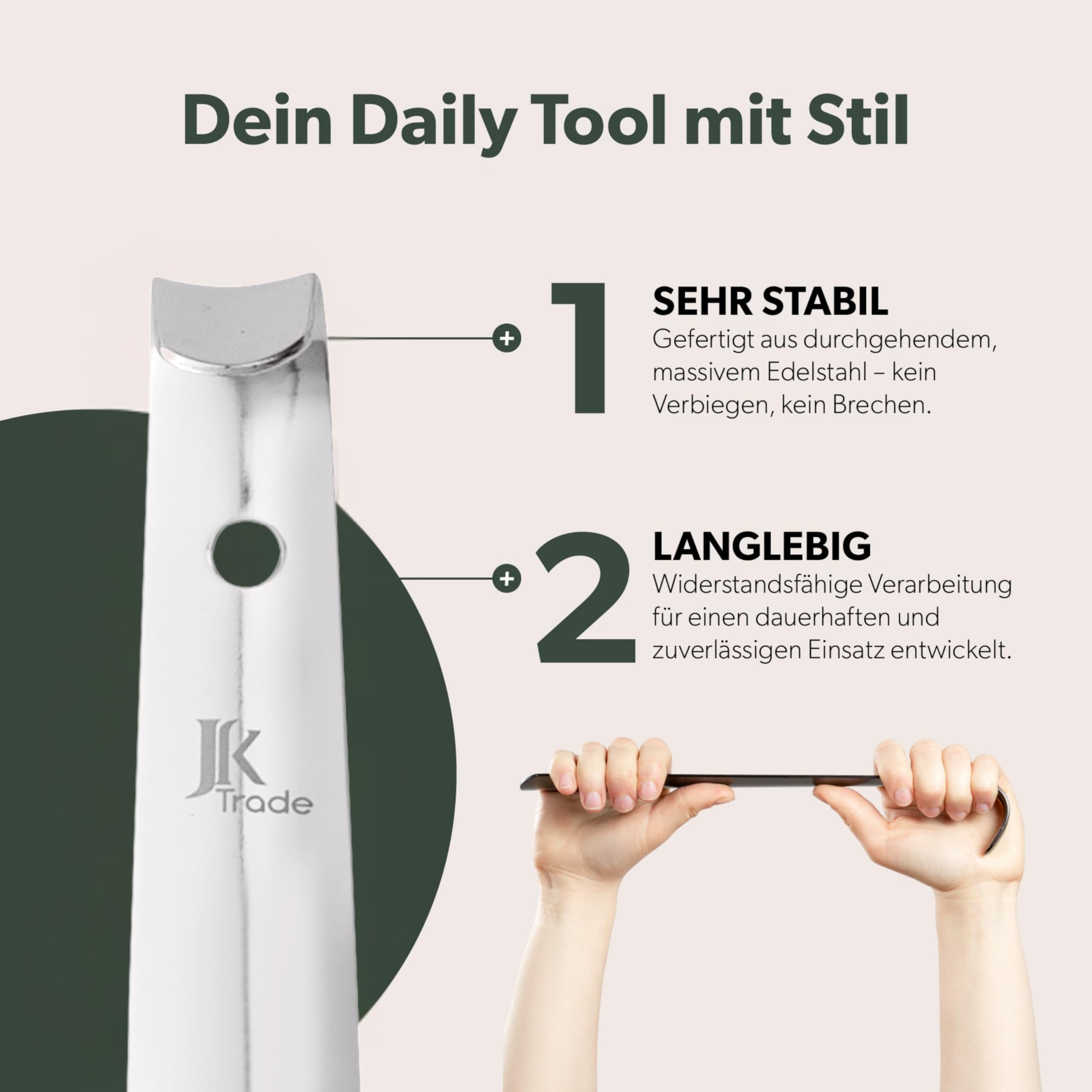 JK Trade® 42cm STABILER Edelstahl Schuhlöffel Lang | 2mm polierter Metall Schuhanzieher Lang zum Stehen | Schnell & Einfach | optimierte Länge & Breite | Shoe Horn | Aufhängbar