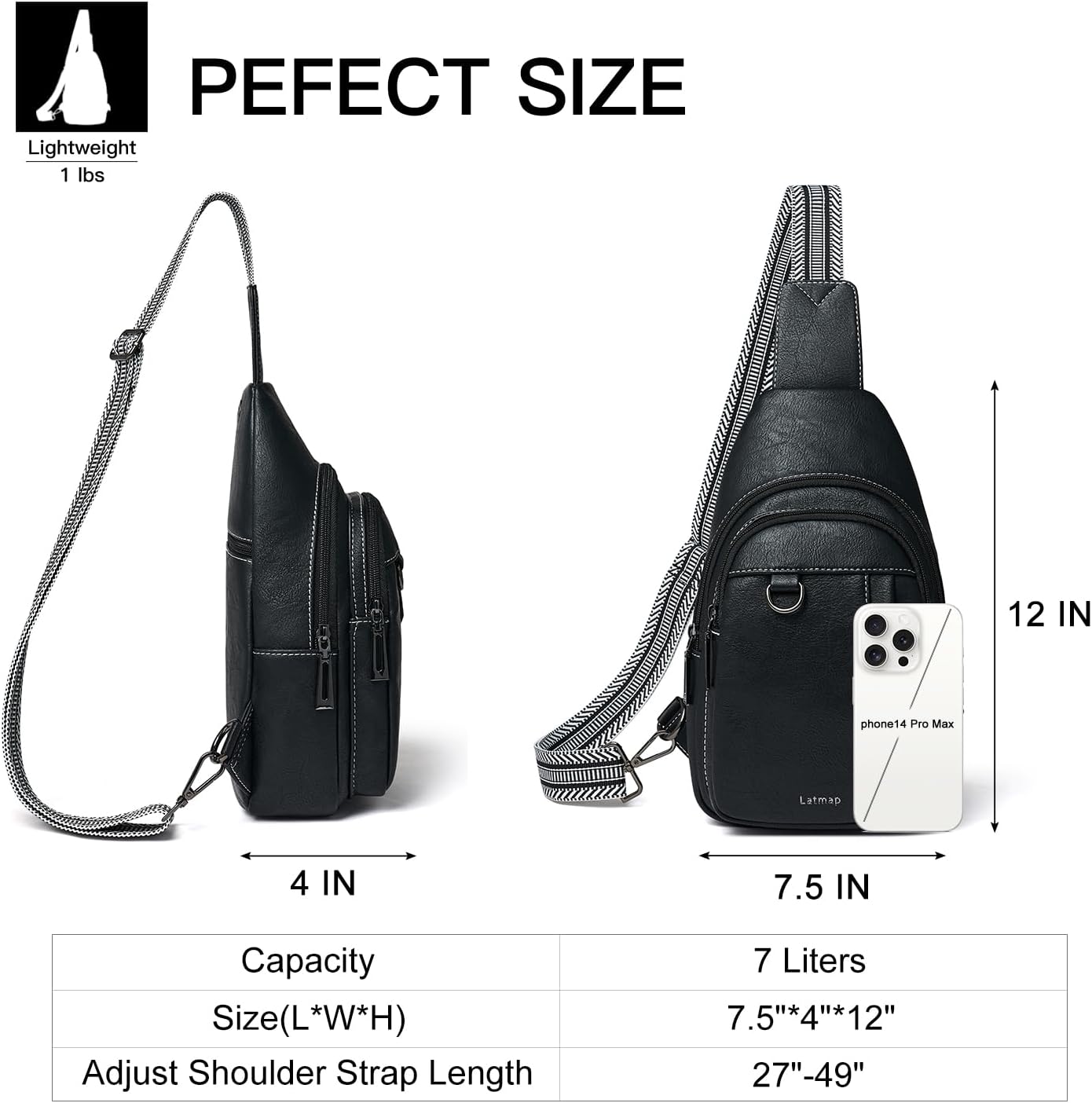 7L Sling Bag for Women Men Leather Small Sling Backpack Daypack Anti Theft Fanny Pack Crossbody Purse Travel - Image 5