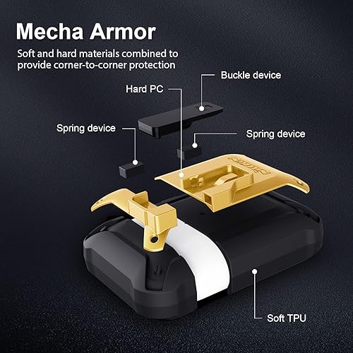 Miniatura 5 de Nillkin Funda compatible con AirPods de 2 y 1 generación, clip de bloqueo seguro con tapa desplegable automática, cubierta protectora rígida a