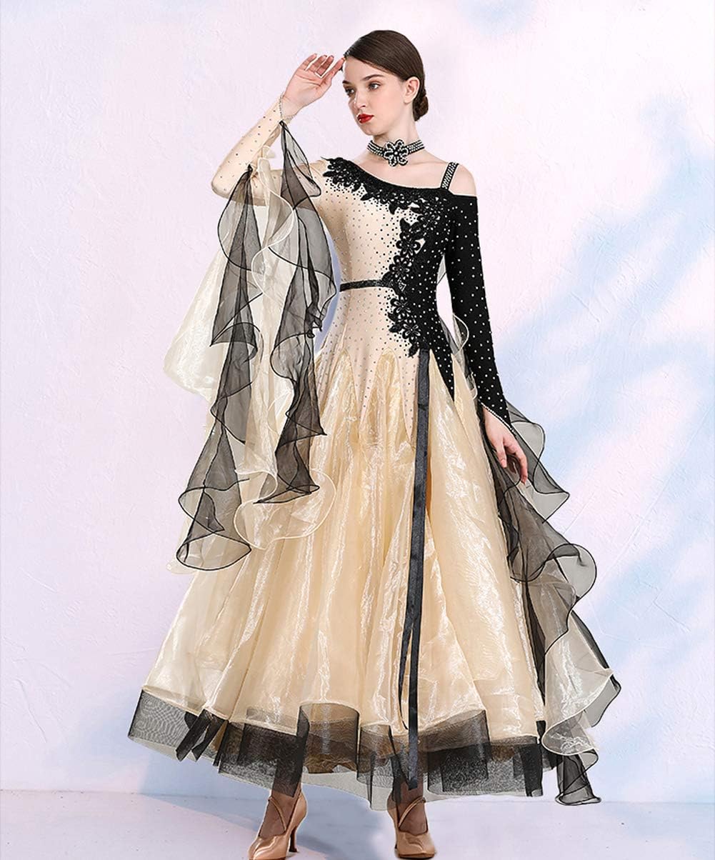 RIKOUZY オーダーメイド可 2色の合わせ組み 社交ダンスドレス ワルツ