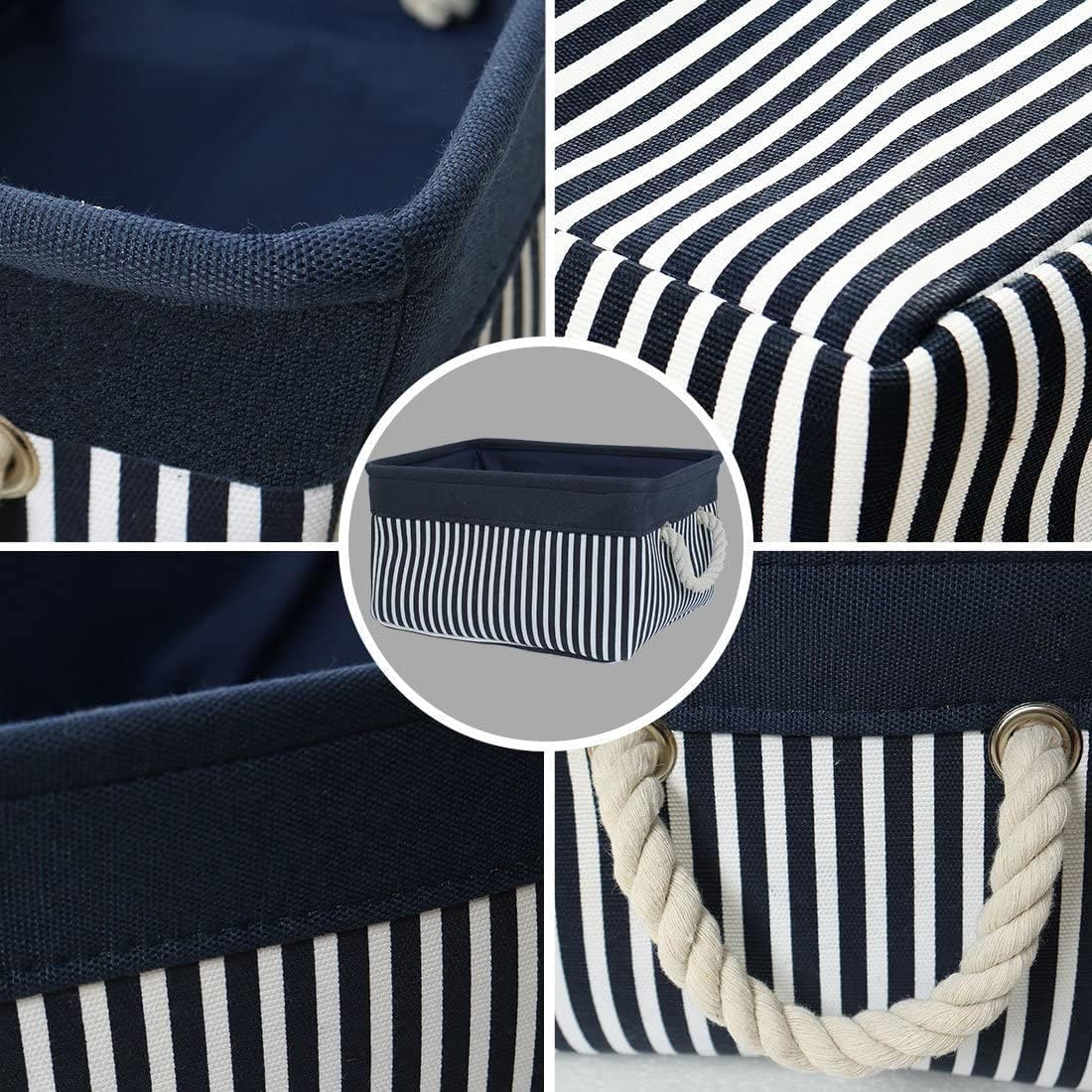 XYWHPGV Toy Storage Basket with Rope Handles, Fabric Laundry Basket for Bedroom Shelves, Gift Organizer, Navy (Medium - 15.7"x11.8"x8.3")(dca76 9 image 2